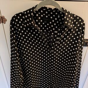 Ann Taylor Black and White Polka Dot Blouse